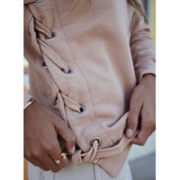 Sincerely Jules Harper Pink Lace Up Sweatshirt - Picture 11 of 12